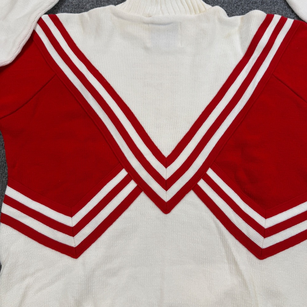Preppy Dehen Portland Vintage Varsity Cheerleader Sweater Red White Letterman L - Picture 7 of 10